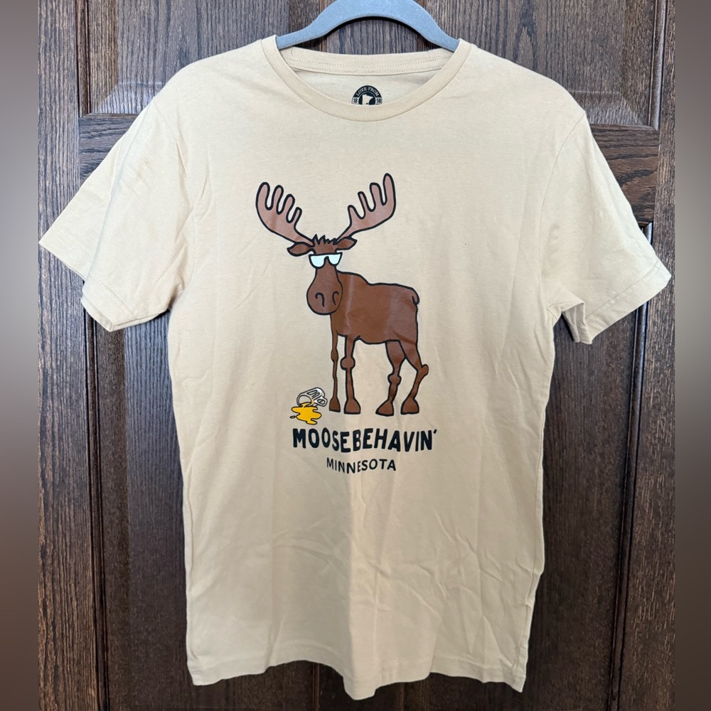 Love From Minnesota 1858 Tan “Moose Behavin’” T- Shirt